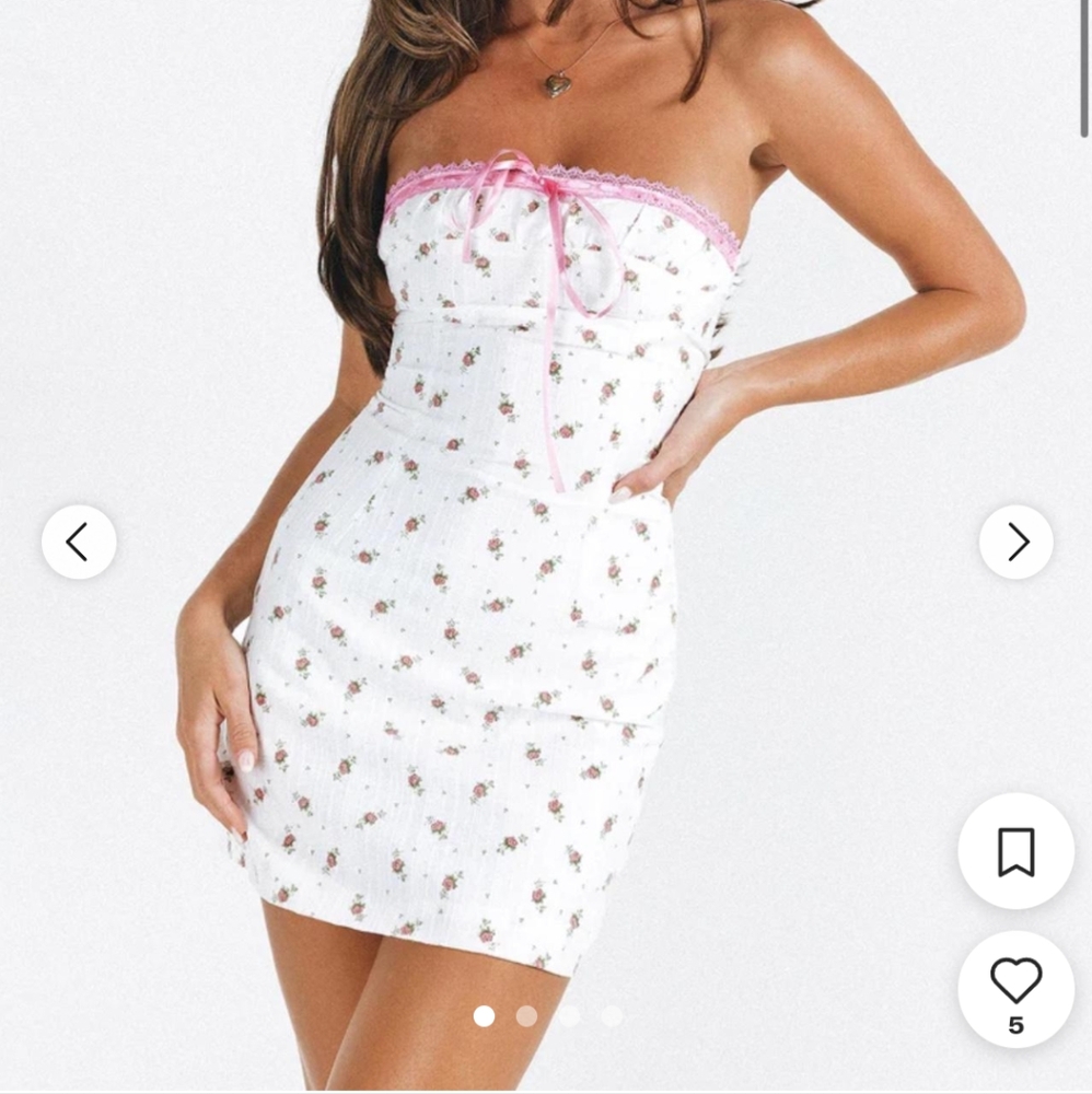 Princess Polly Women's Floral Bodycon Strapless Lined Mini Dress Size 4.